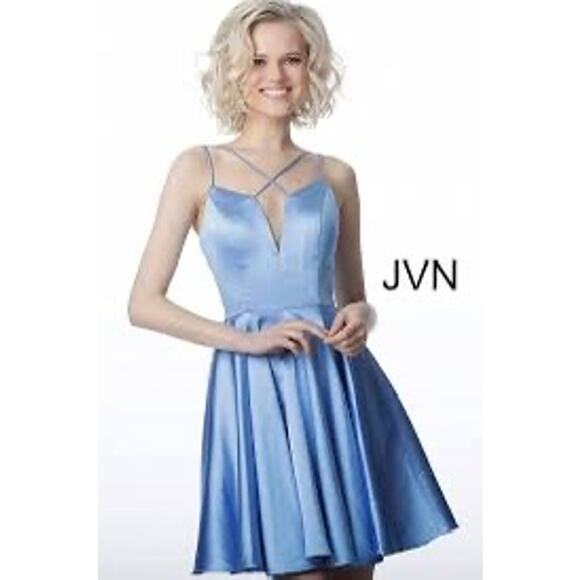 NWT JOVANI Sz.0 Satin Emerald Green Fit & Flare Cocktail Party Formal Dress - Picture 5 of 12